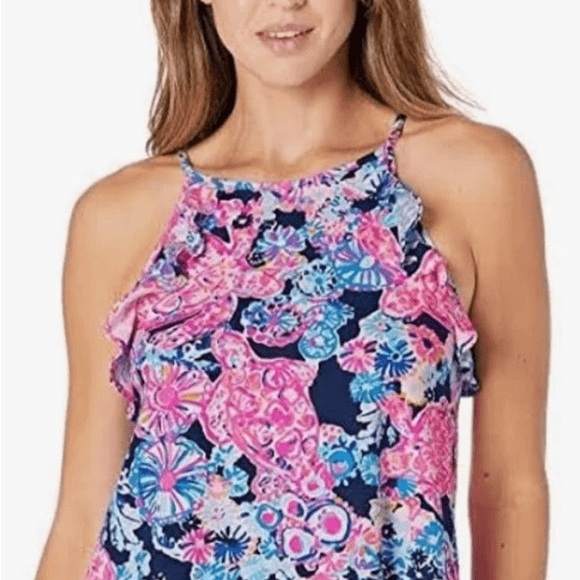 Lilly Pulitzer Tops - Lilly Pulitzer Billie Top Sleeveless Ruffle Tank Women’s Small Turtle Amazement